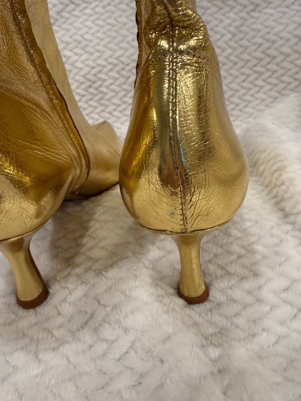 Zara Womens Metallic Gold Pointed-Toe Ankle Boots Size 36 - Picture 6 of 11